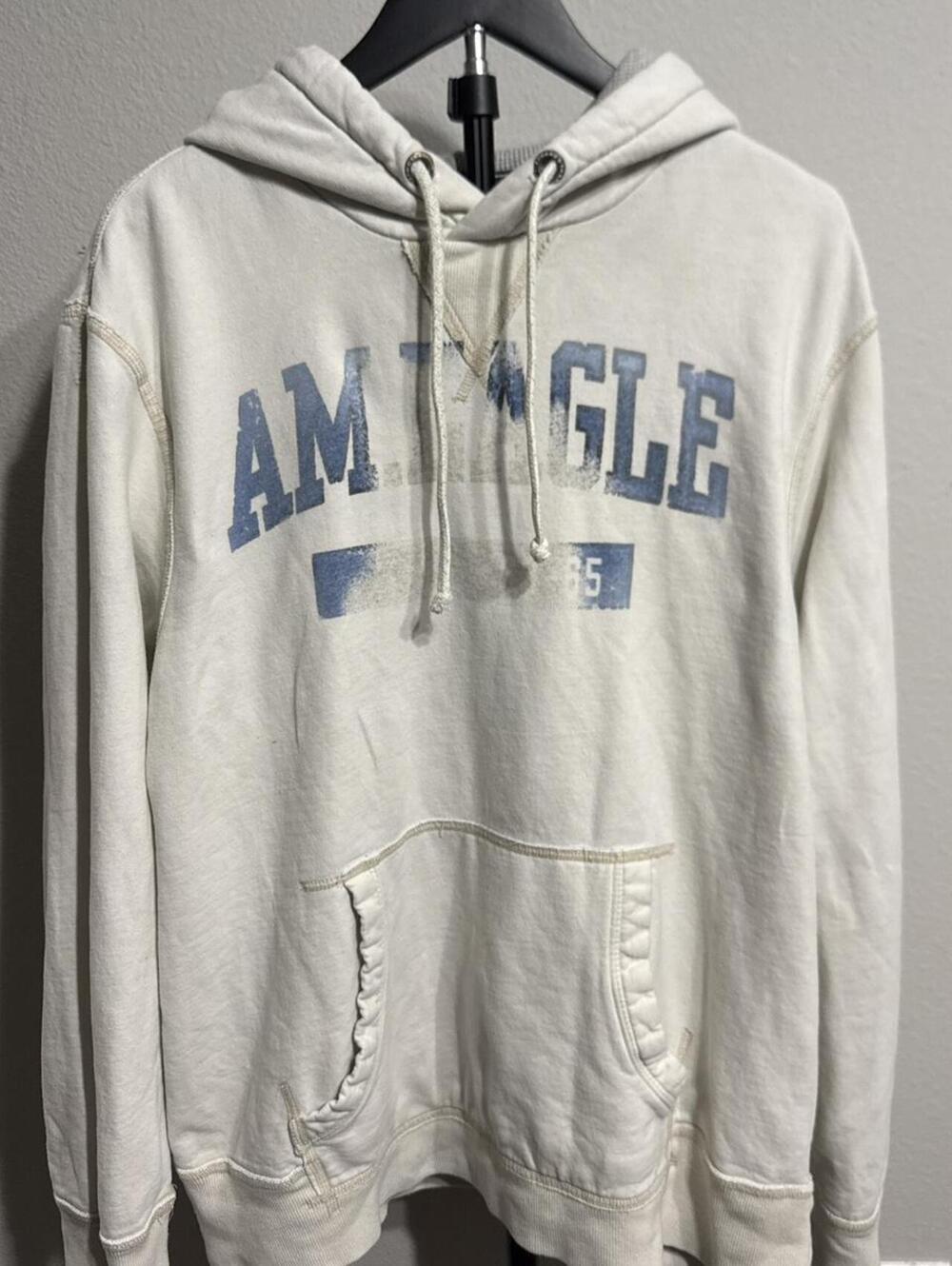 American Eagle Outfitters Men's White and Cream Hoody